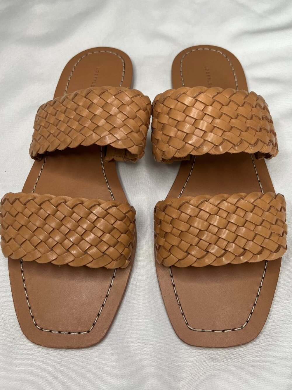 Loeffler Randall Slide Sandals Jonah Size 8.5 Woven Leather Double Strap